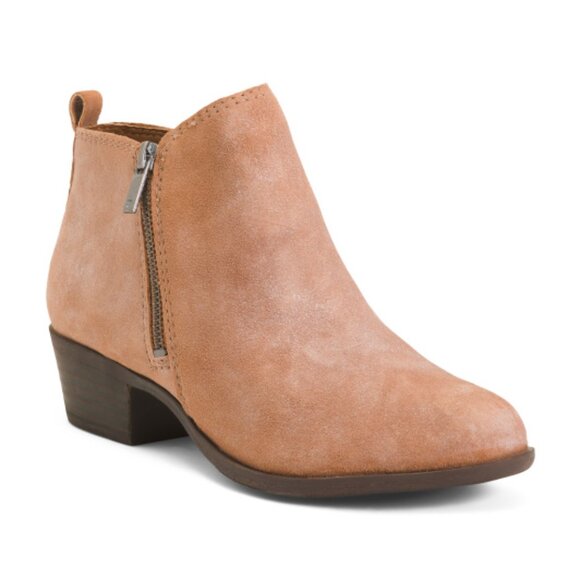 NEW LUCKY BRAND Suede Basel Side Zip Booties ginger for women 462mn - Picture 1 of 2
